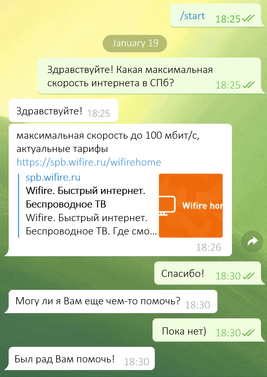 Чат Webim в Telegram Netbynet